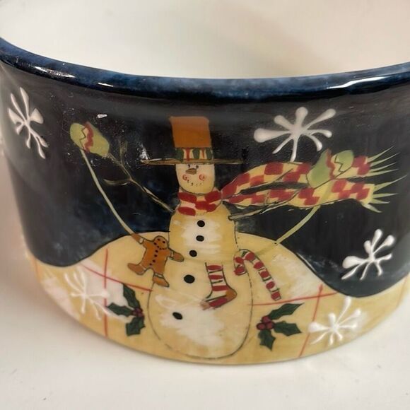 CERTIFIED INT’L Susan Wiget Certified Ceramic Snowman 2.75x5” Candle Holder Dip - Picture 2 of 5